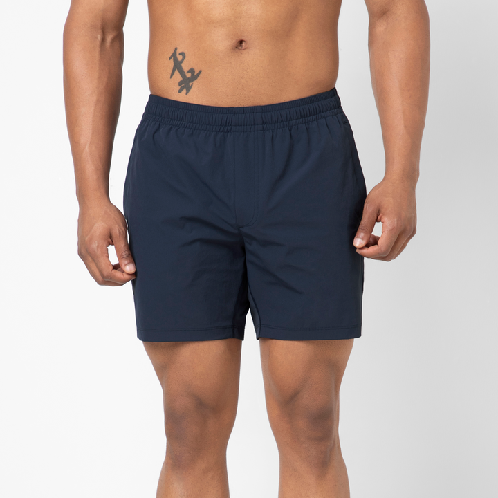 Atlas Short 5 Navy front on model