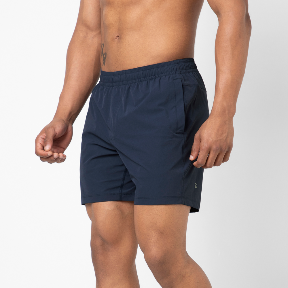Atlas Short 5 Navy side on model