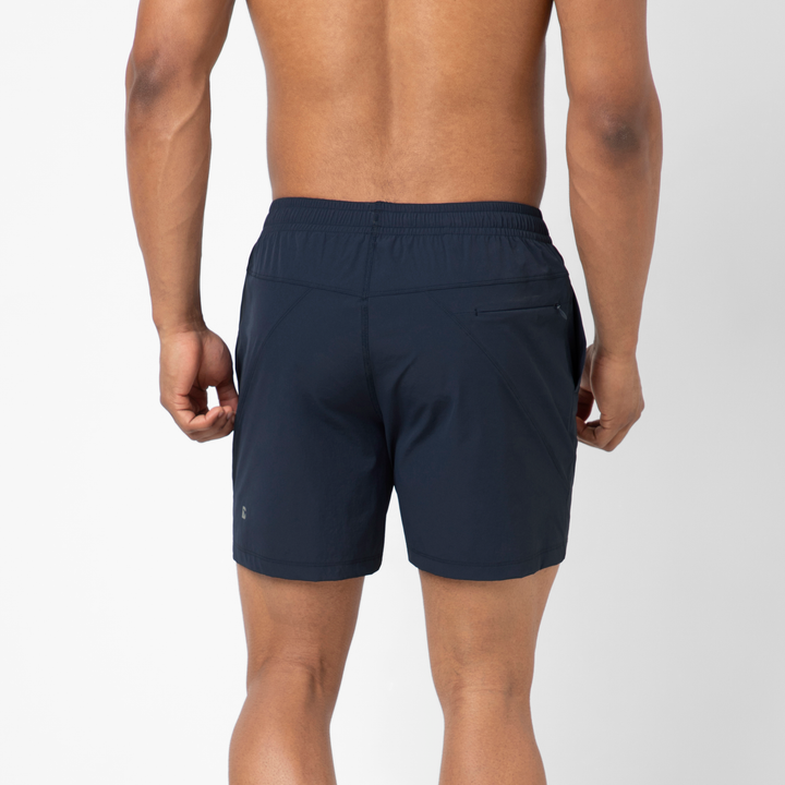 Atlas Short 5 Navy back on model