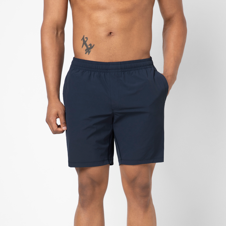 Atlas Short 7 Navy front on model