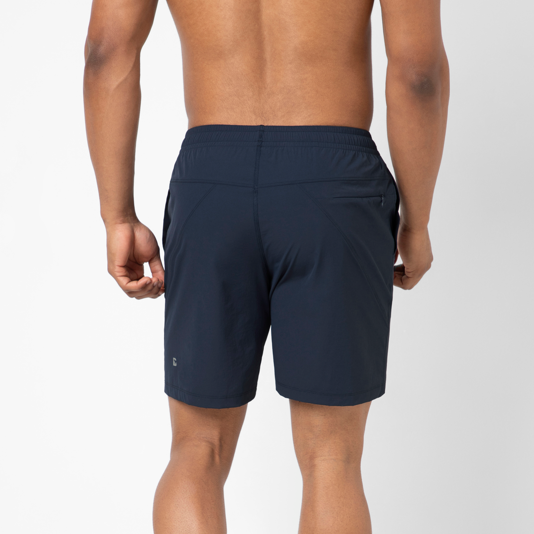 Atlas Short 7 Navy back on model