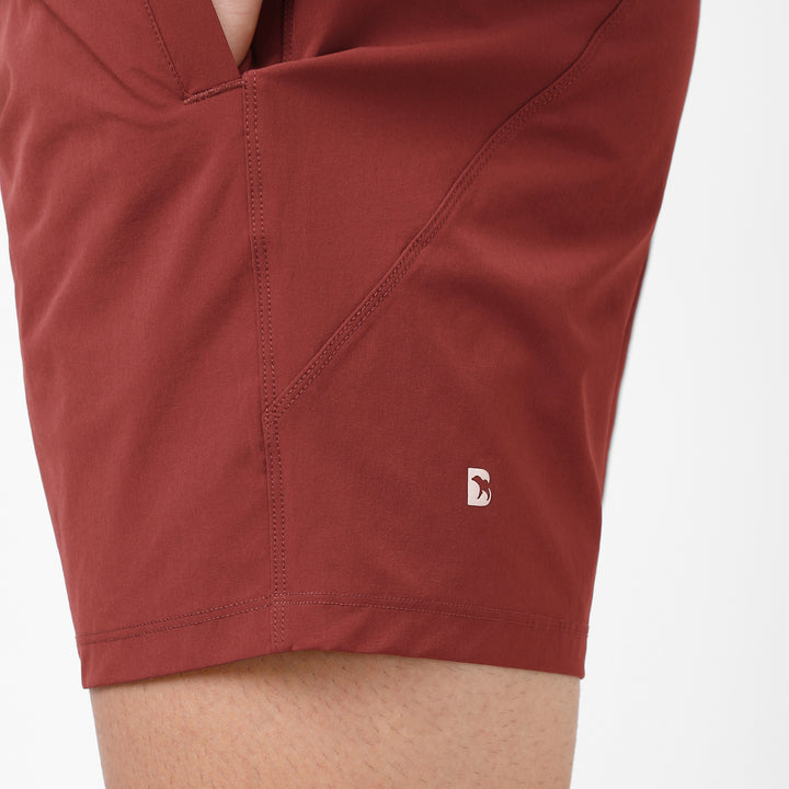 Atlas Short 5.5" Maroon left leg side showing reflective logo