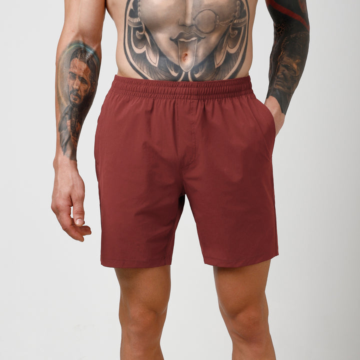 Atlas Short 7" Maroon front on model