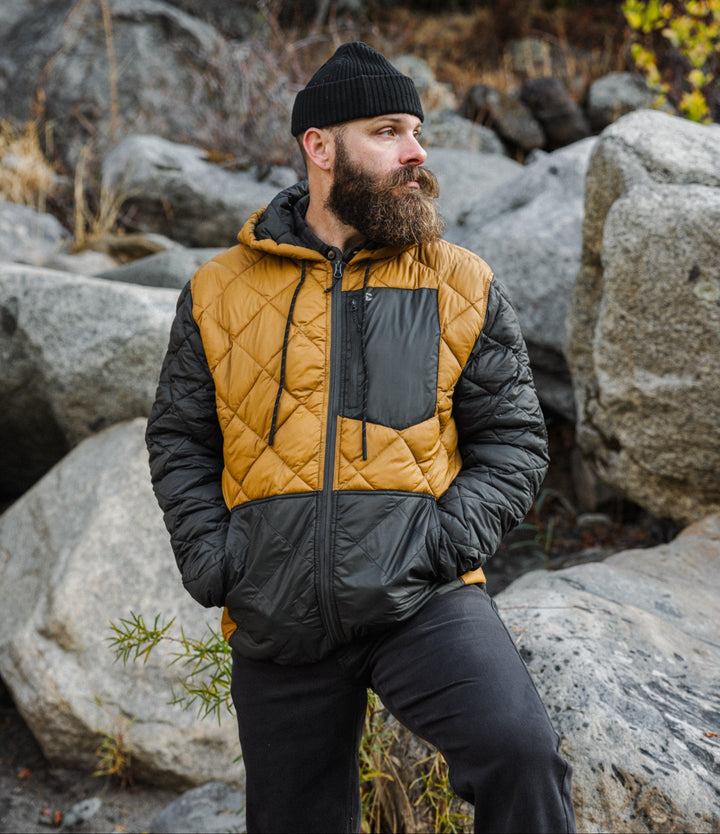 Backyard Quilted Jacket Cider on model