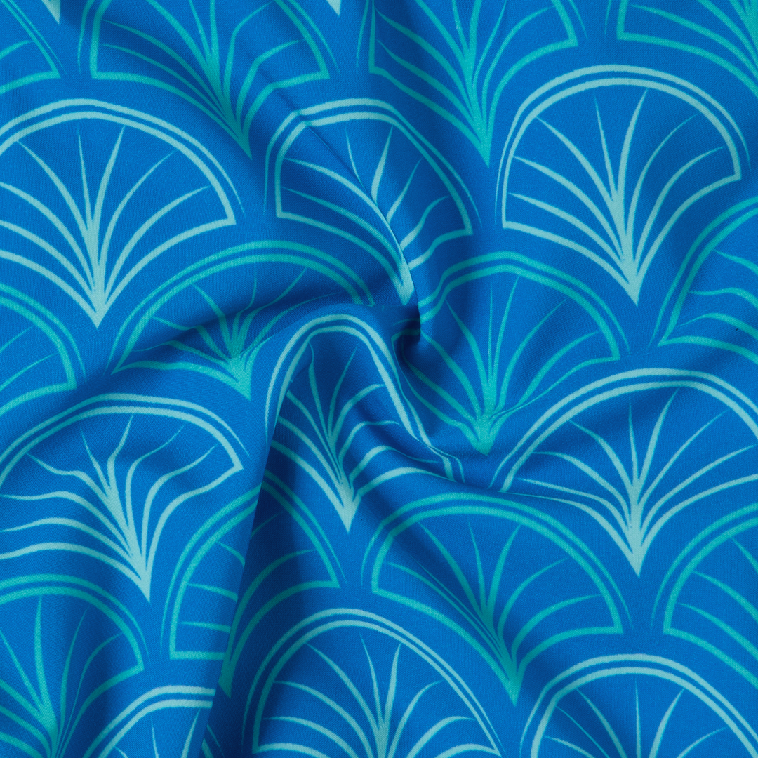Boys Stretch Swim Scale close up of blue scale print