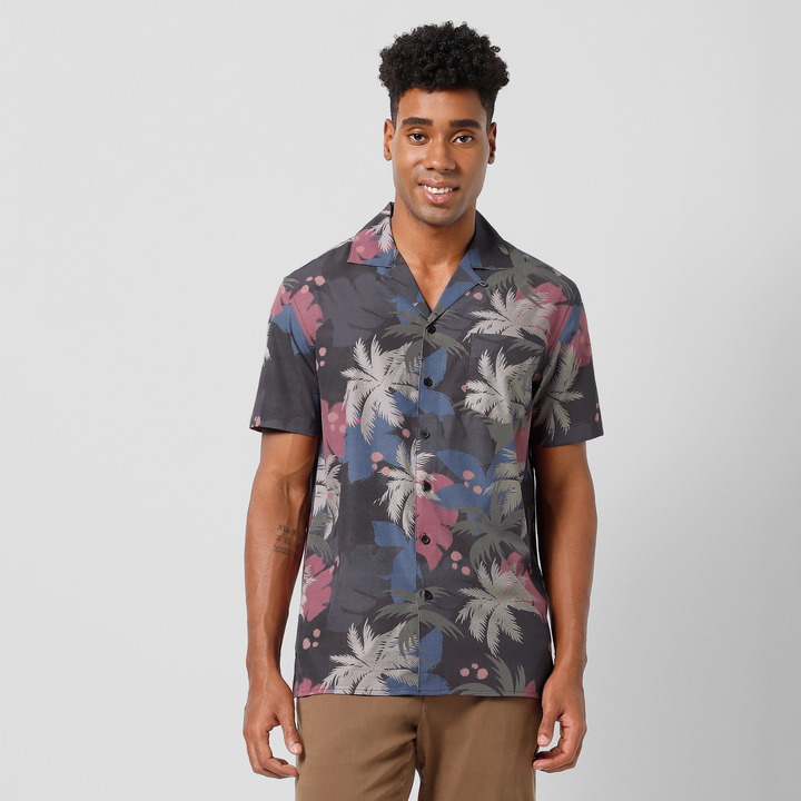 Cabana Camp Collar Shirt Coco front on model