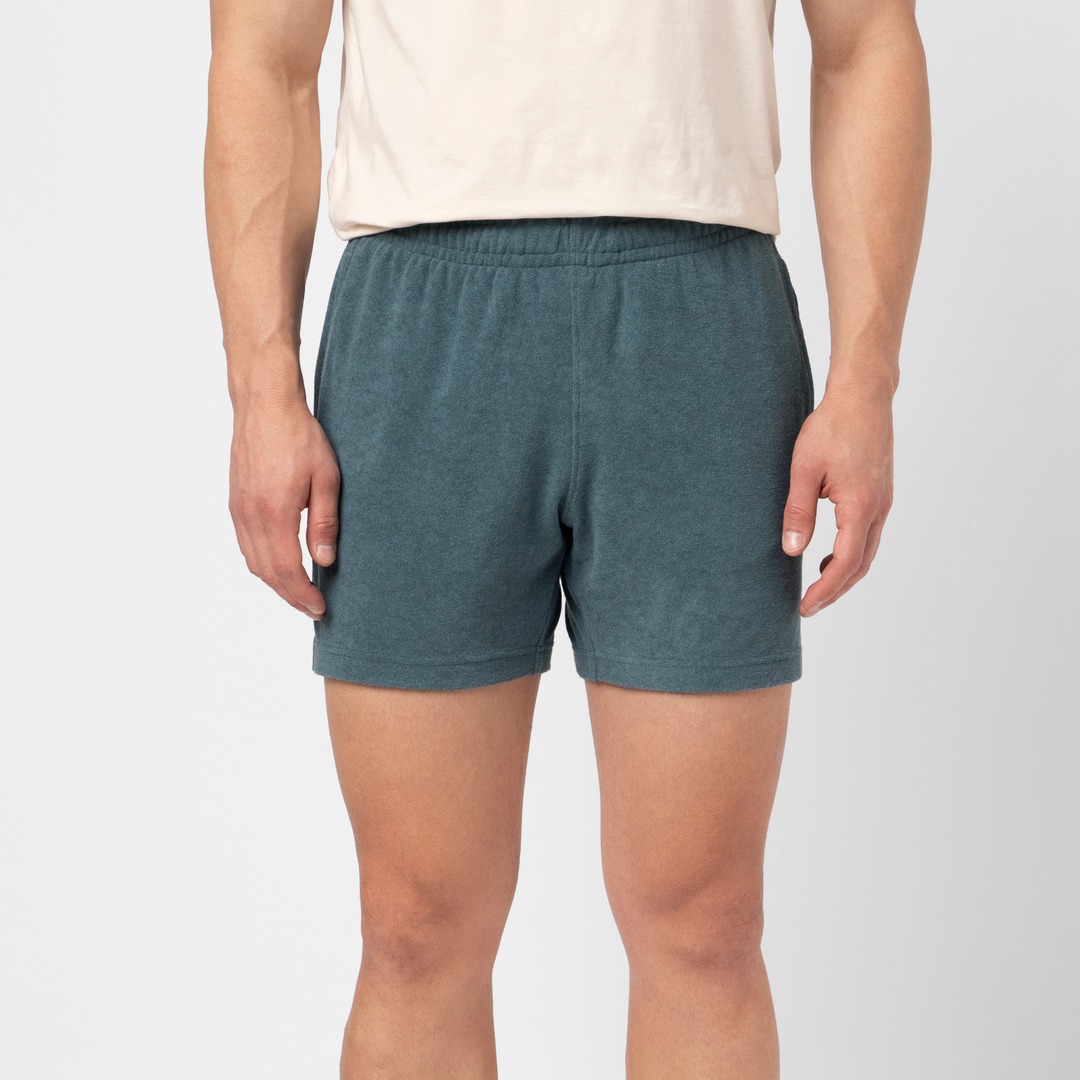 Coastal Terry Short 5 Denim front on model