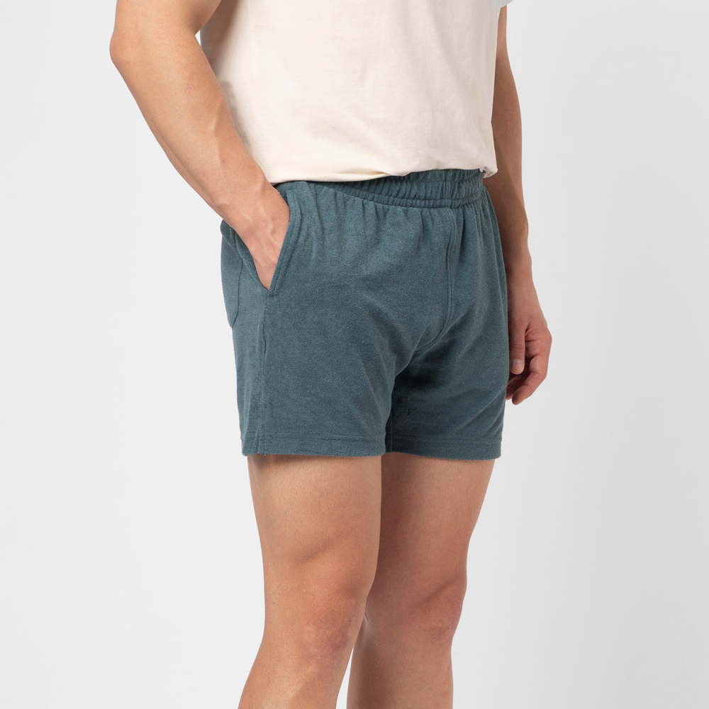 Coastal Terry Short 5 Denim side on model