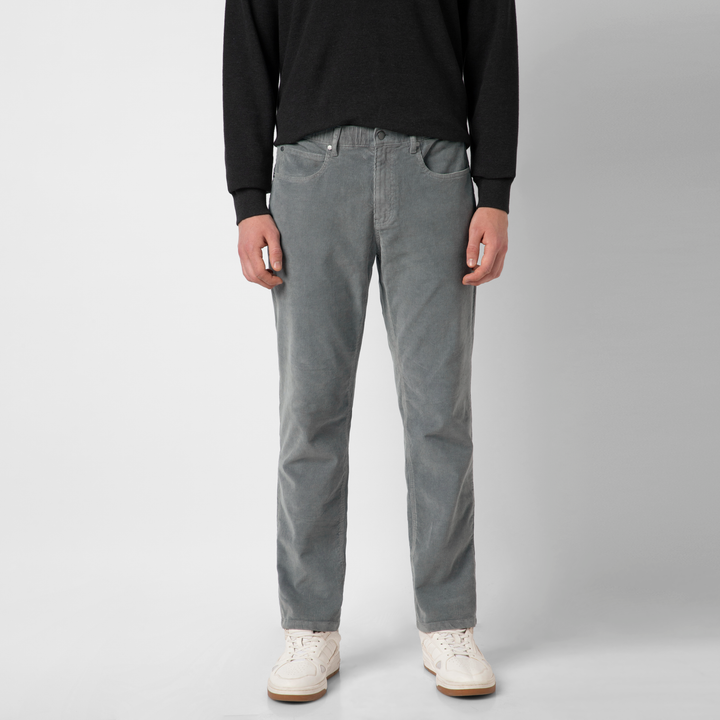 Corduroy 5-Pocket Pant Grey front on model
