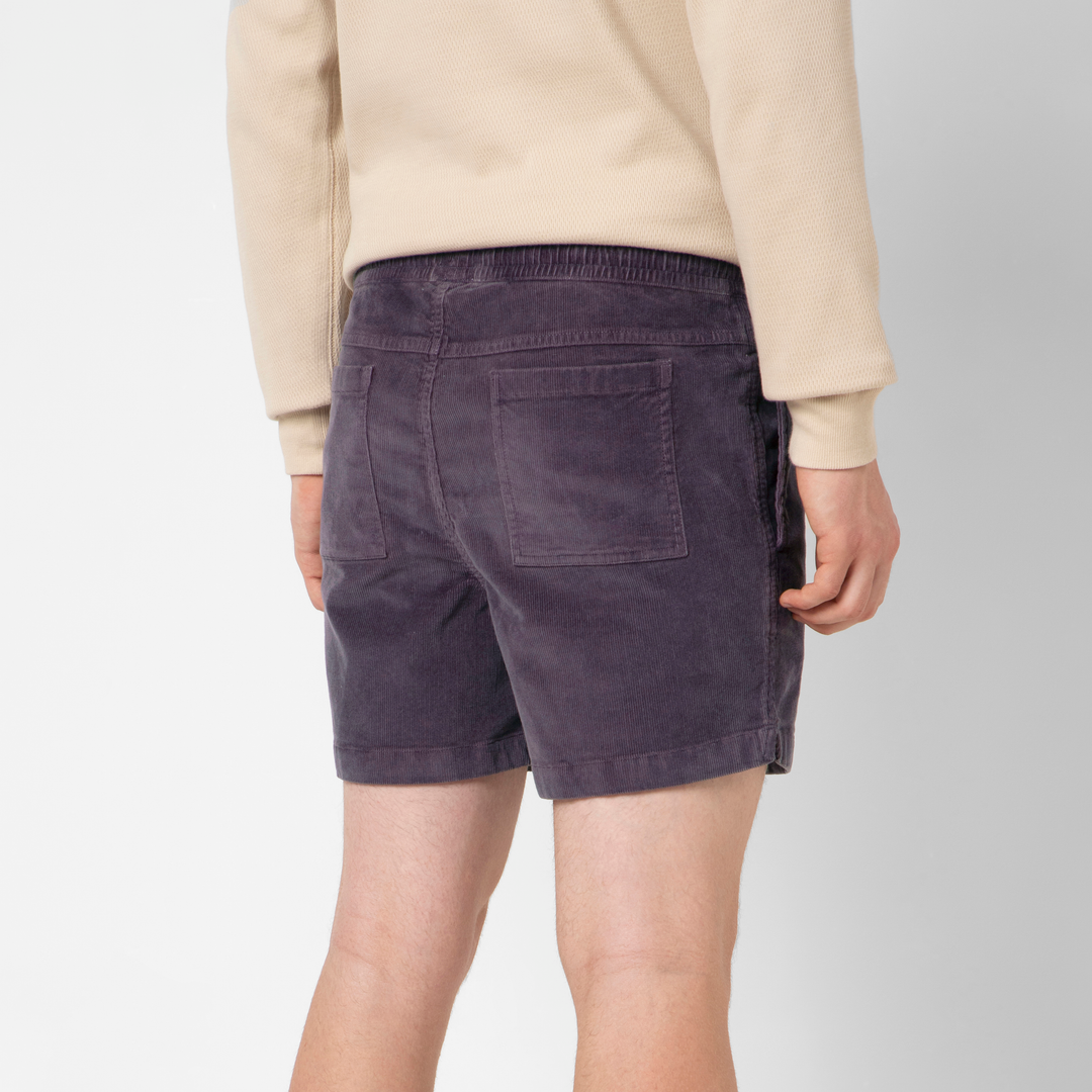 Corduroy Easy Short Dark Purple back on model