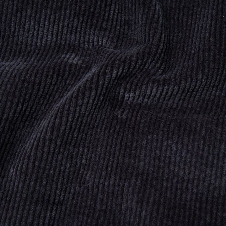 Corduroy Snap Overshirt Black close up fabric