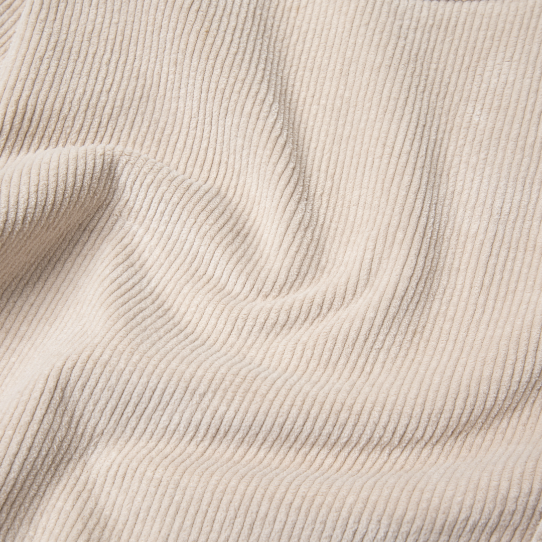 Corduroy Snap Overshirt Oat close up fabric