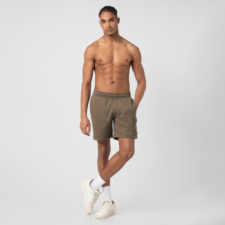 Core Cargo Short Driftwood full body on model