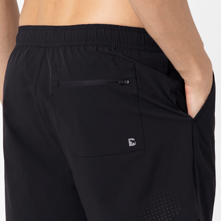 Echo Short 5 Black Close up Back on Model