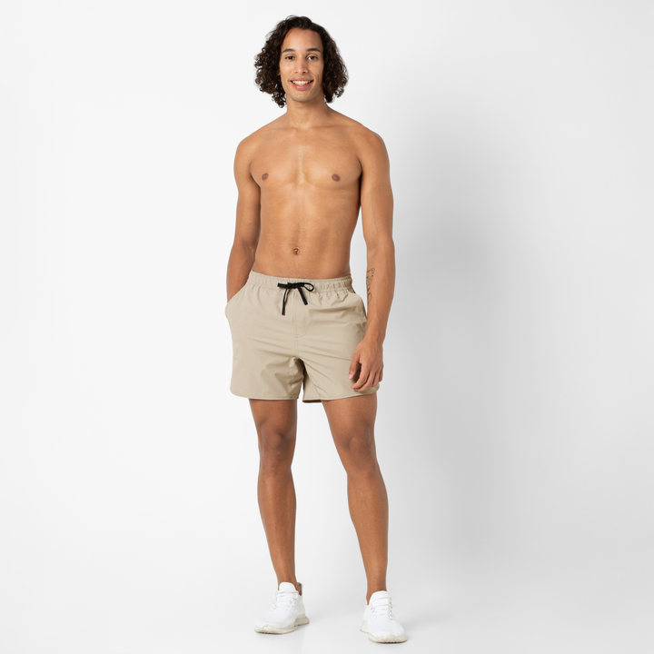 Echo Short 5 Khaki Full Body on Model