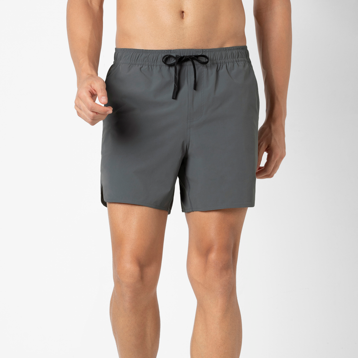 Echo Short Lined 5 Grey Front on Model
