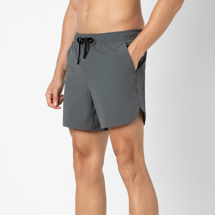 Echo Short Lined 5 Grey Side on Model