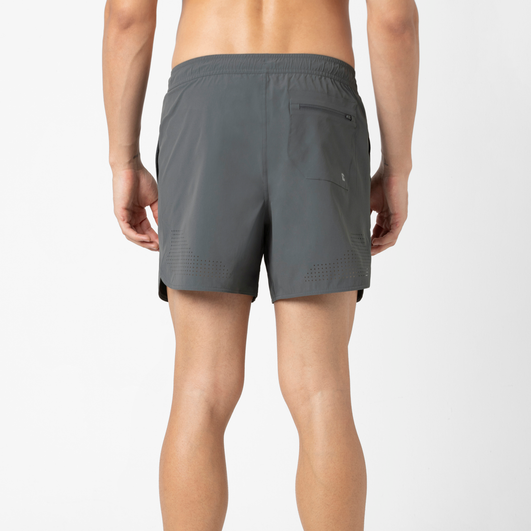 Echo Short Lined 5 Grey Back on Model