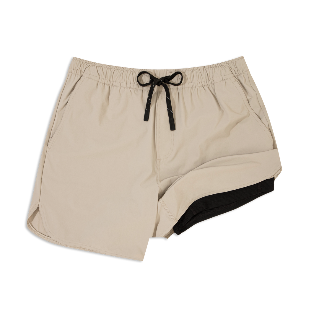 Echo Short Lined 5 Khaki Liner Front