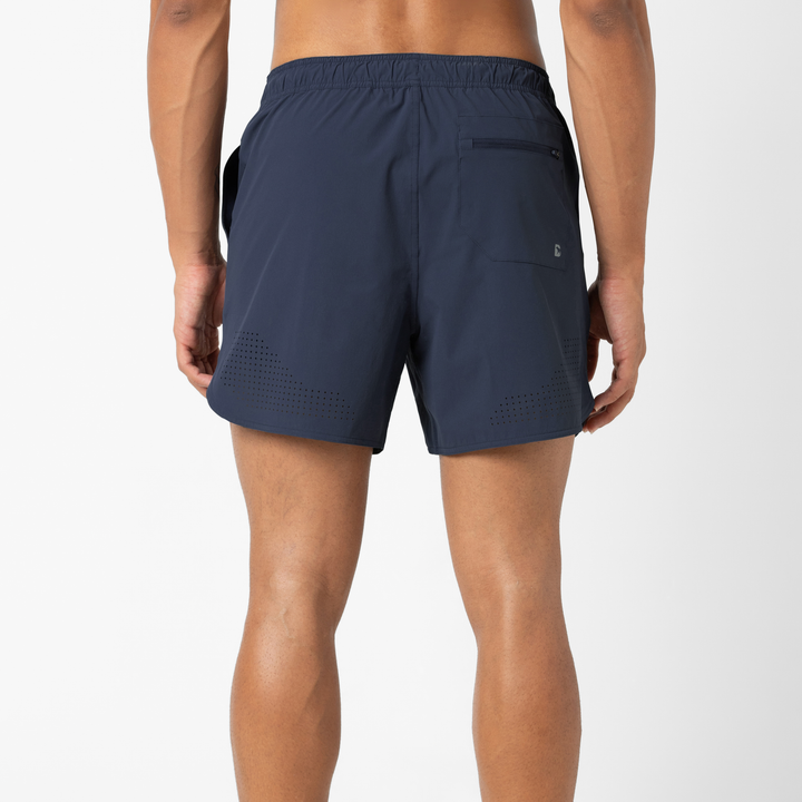 Echo Short Lined 5 Navy Back on Model