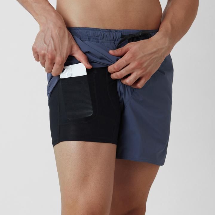 Echo Short Lined 5 Navy Liner phone pocket