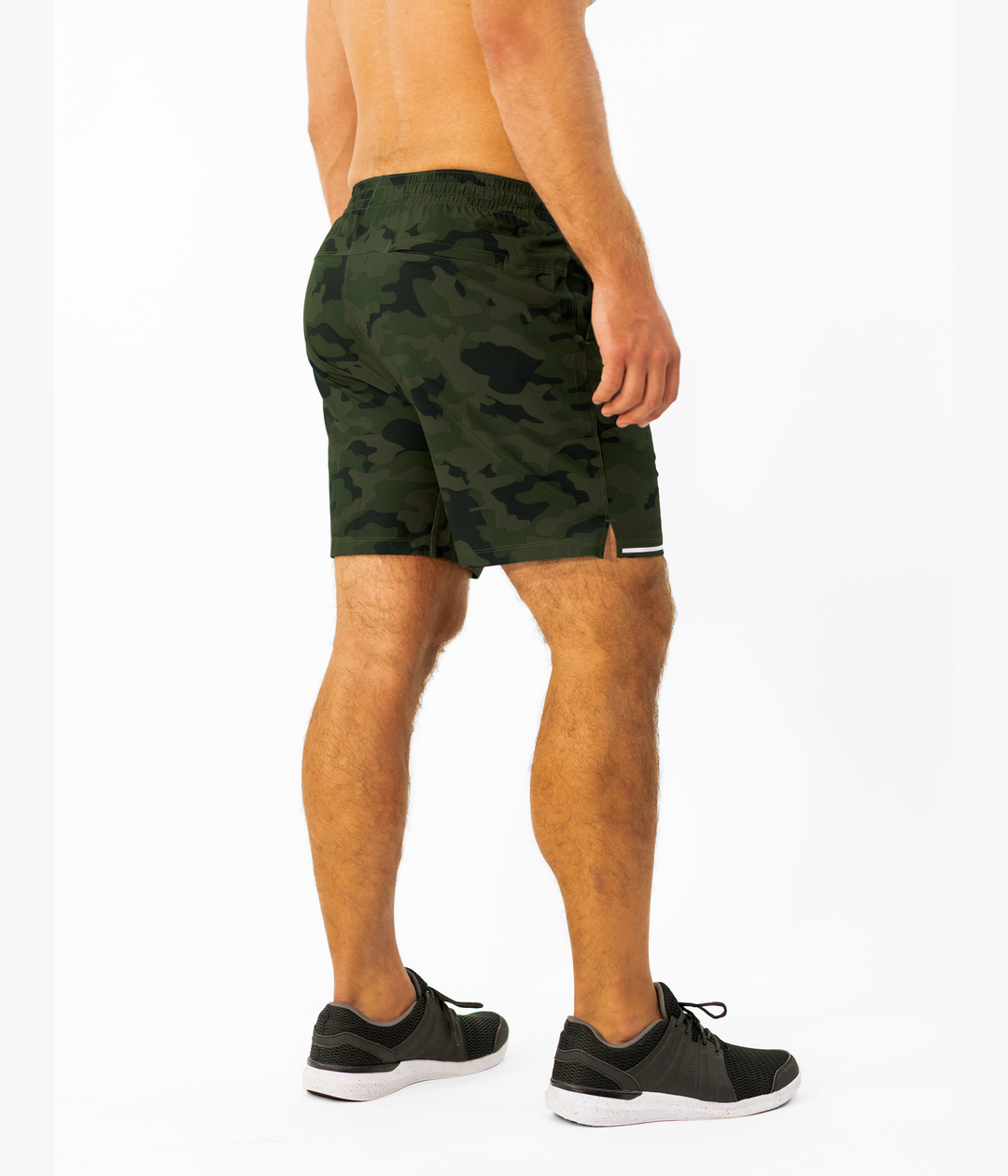Run Short v2 7" Camo Green full body on model