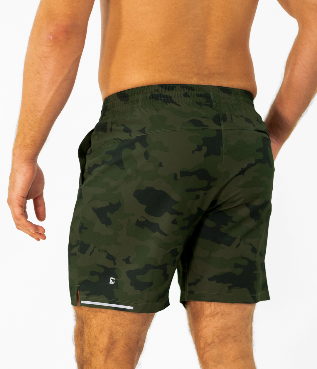 Run Short v2 7" Camo Green back on model