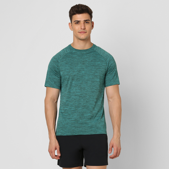 Flex Tee Teal front on model