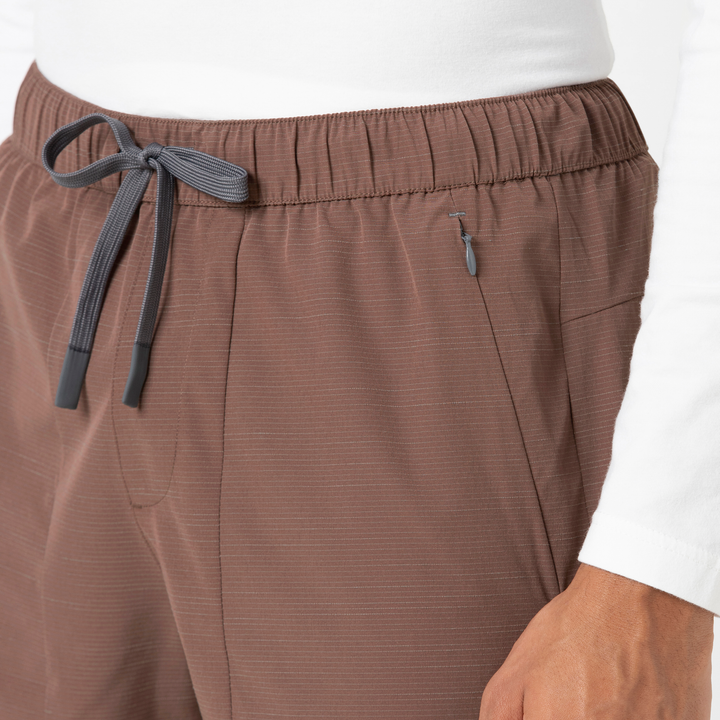 Guide Short 5" Chocolate close up front on model