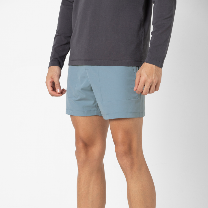 Guide Short 5" Dusty Blue side on model