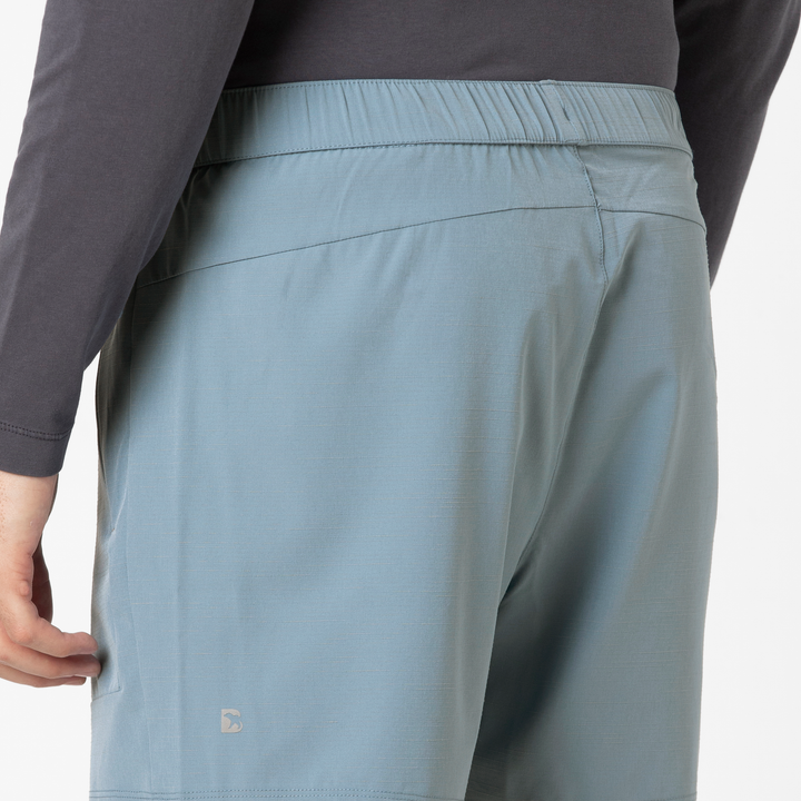 Guide Short 5" Dusty Blue close up back on model