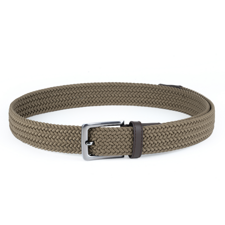 Stretch Woven Belt Olive Khaki full belt displayed