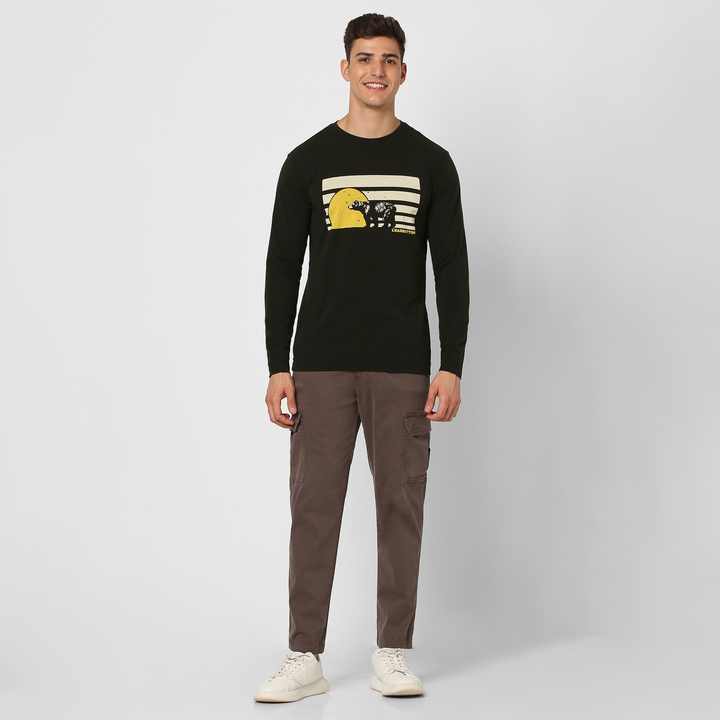 Natural Dye Graphic Long Sleeve Cali Bear full body on model