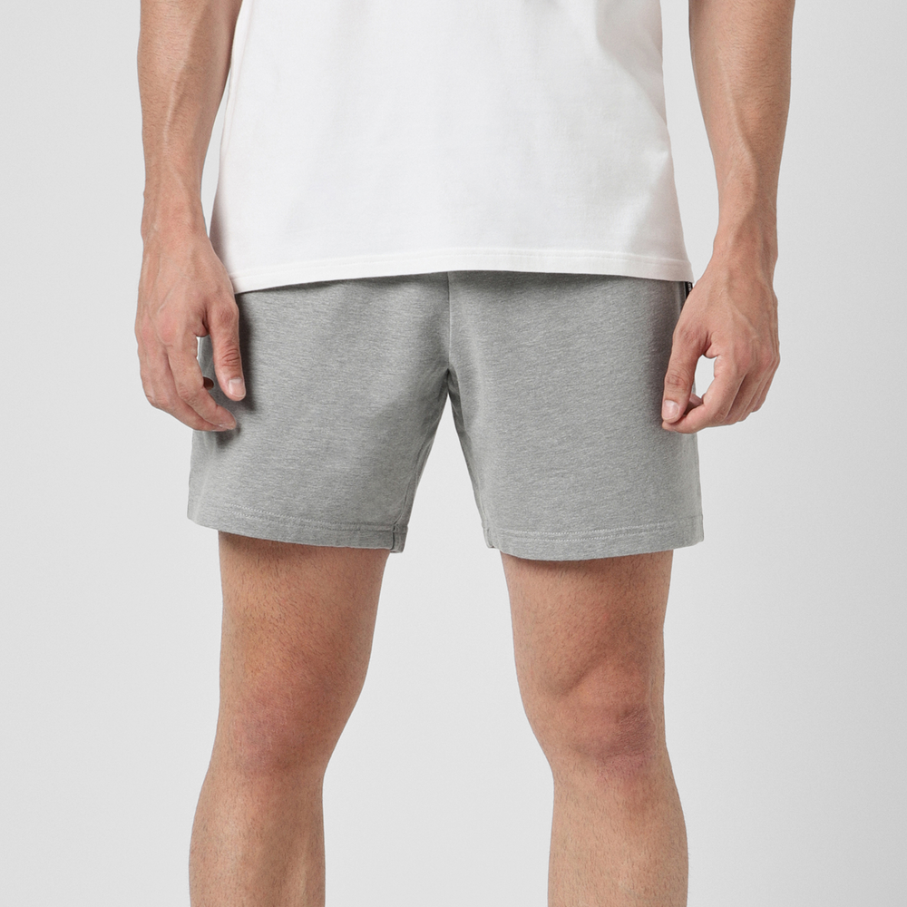Loft Short 5.5" Heather Grey front on model