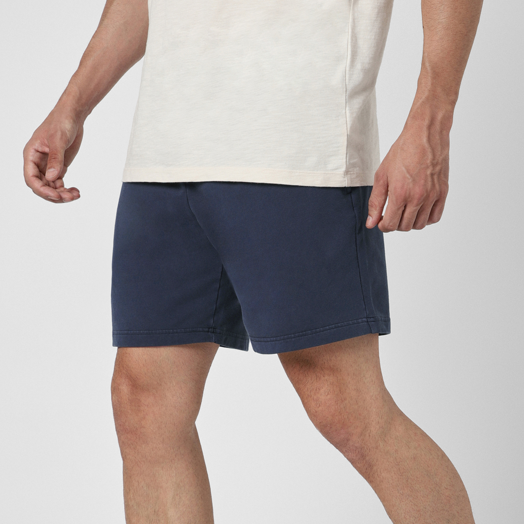 Lounge Short 7 Navy side on model