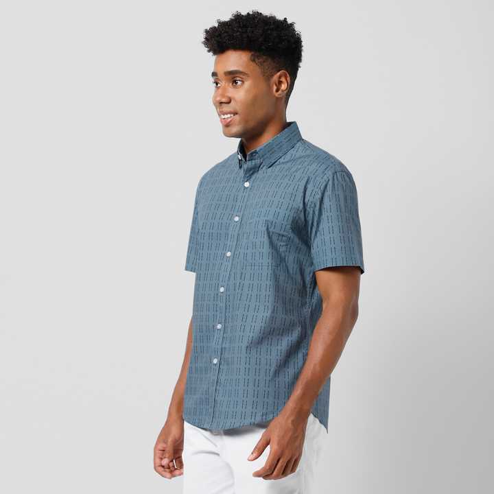 Marina Shirt Dash Blue left side on model