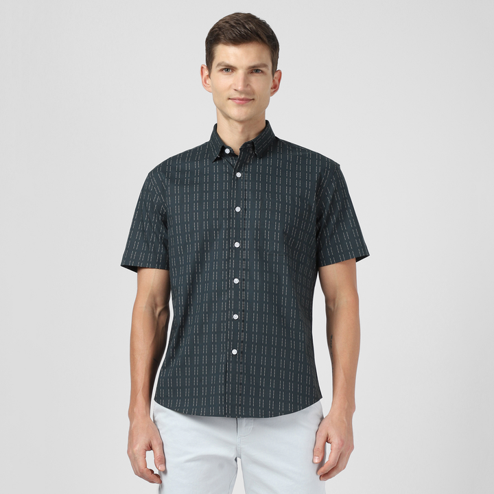 Marina Shirt Dash Coal front on model