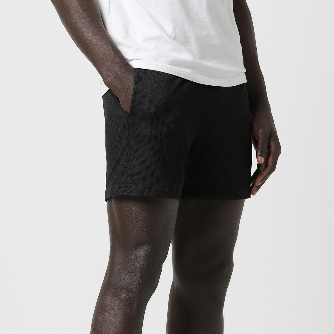Mesh Short 5.5" Black right side on model