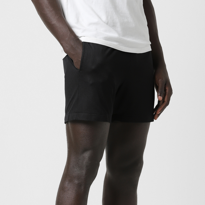 Mesh Short 5.5" Black right side on model
