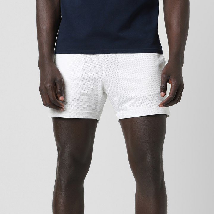 Mesh Short 5.5" White front on model