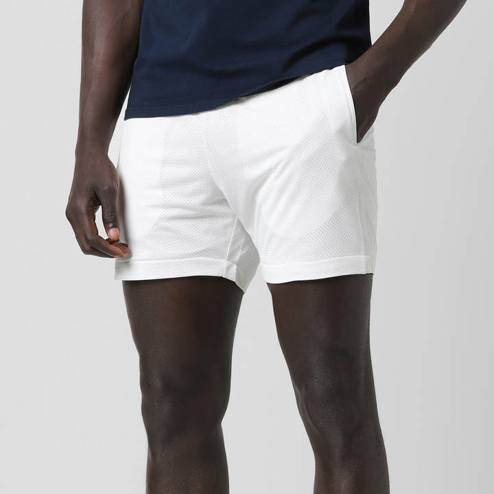 Mesh Short 5.5" White left side on model