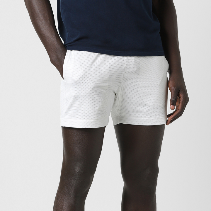Mesh Short 5.5" White right side on model