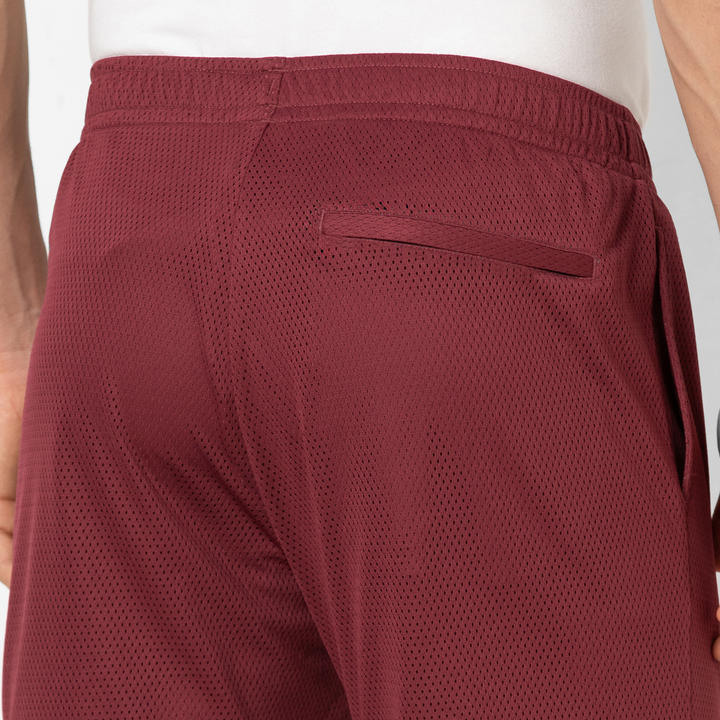Mesh Short 5.5" Brick close up back on model