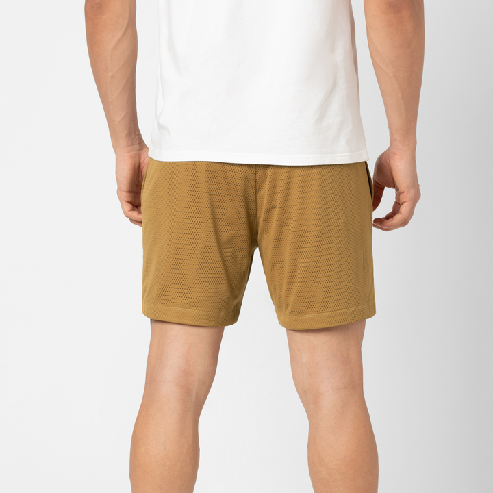 Mesh Short 5.5" British Khaki back on model