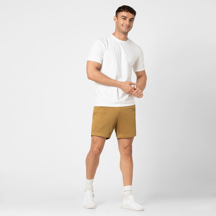 Mesh Short 5.5" British Khaki full body on model
