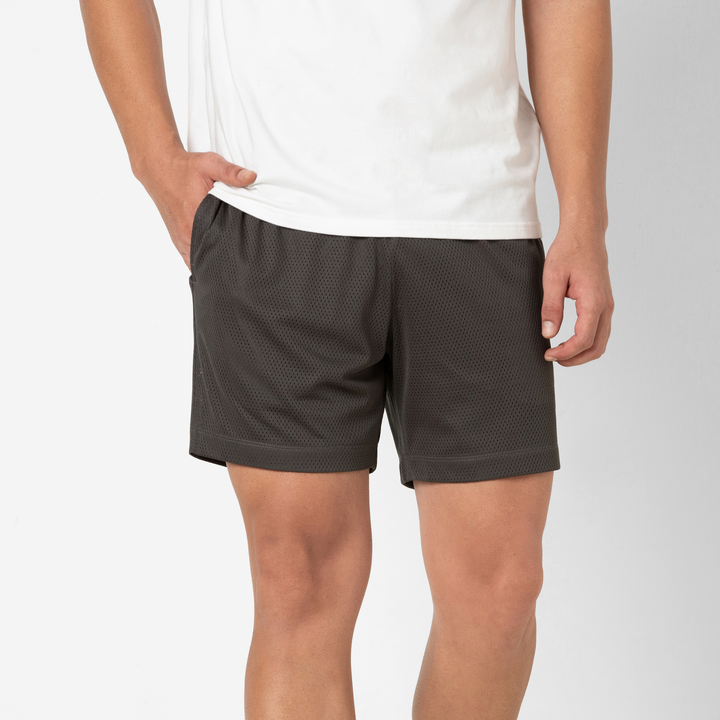 Mesh Short 5.5" Coal front on model