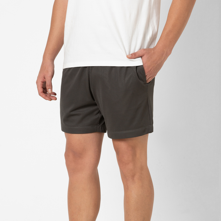 Mesh Short 5.5" Coal side on model