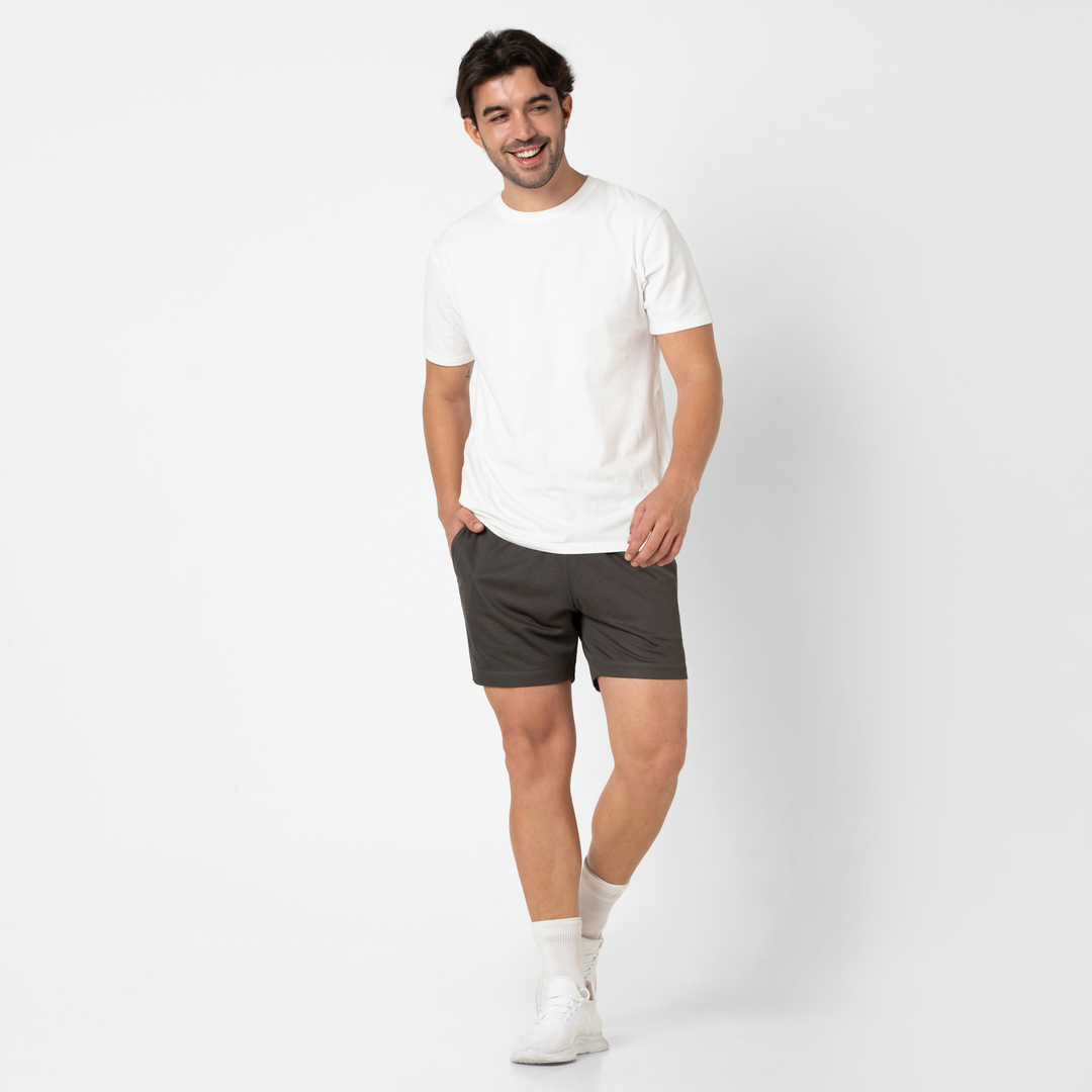 Mesh Short 5.5" Coal full body on model