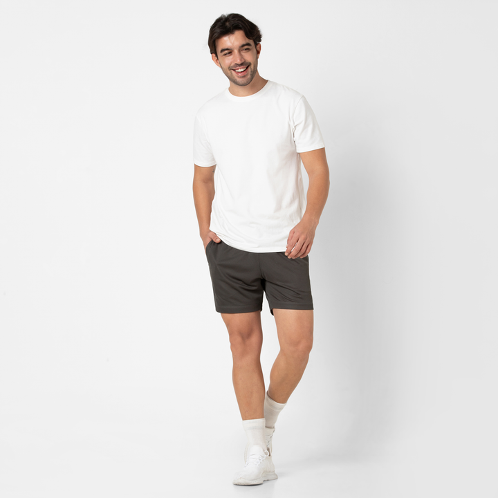 Mesh Short 5.5" Coal full body on model