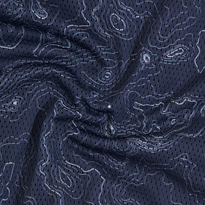 Mesh Short 5.5" Topo Navy close up fabri